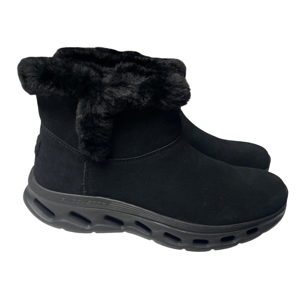 Skechers On the Go Encore Black Leather Ankle Boots Women's 10